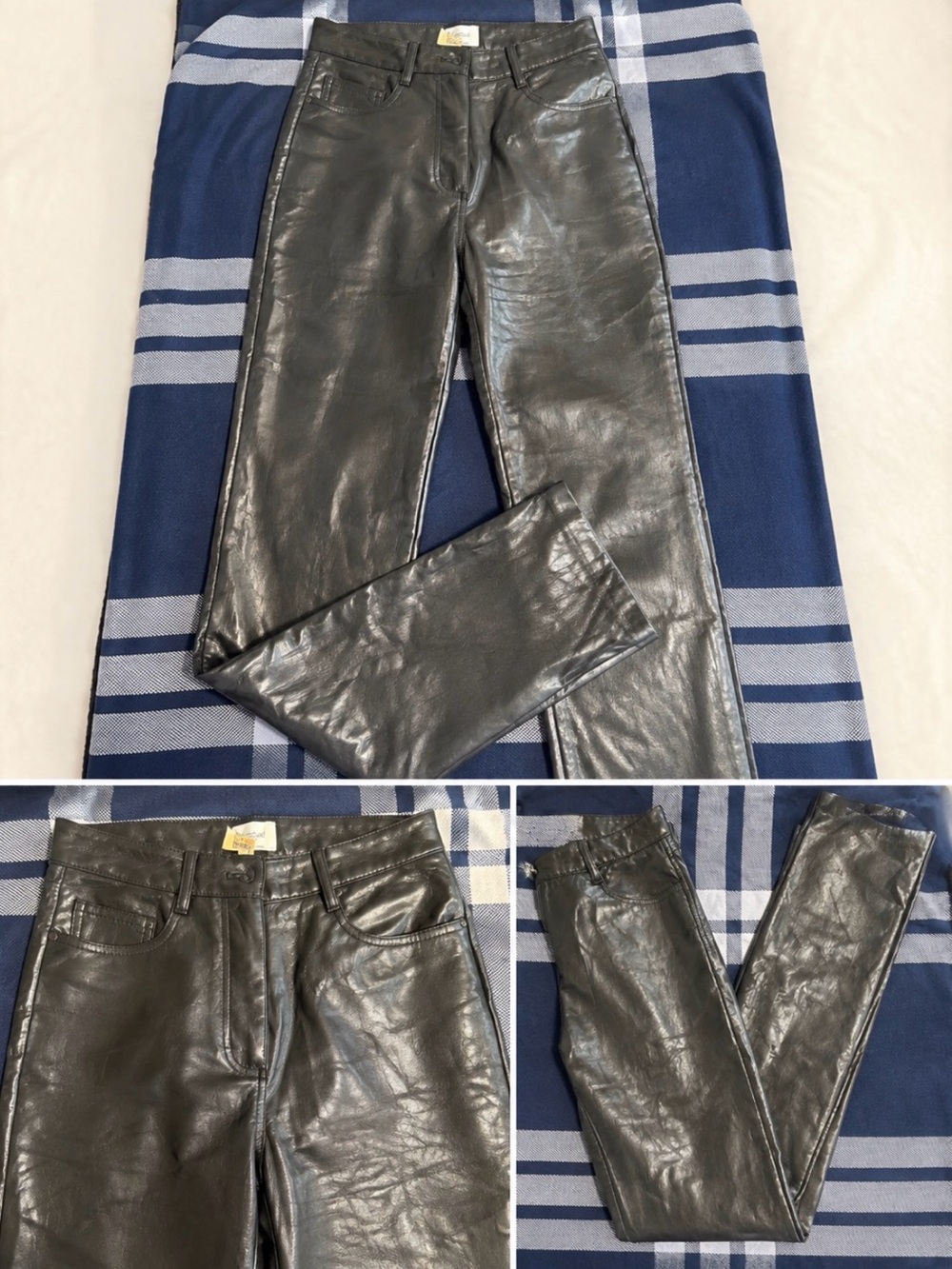 Wilfred Black Leather Straight Leg Pants